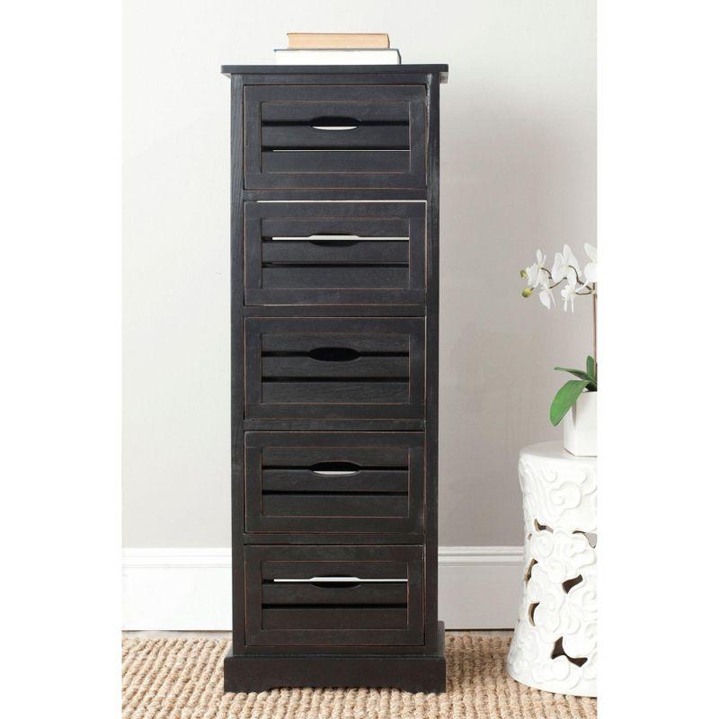 Samara 5 Drawer Cabinet - AMH5714 - Distressed Black - Safavieh Couture