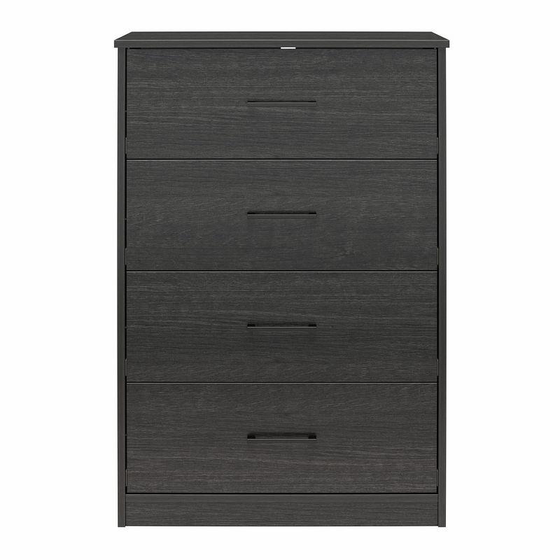 Black Oak Vertical 4-Drawer Dresser with Metal Slides