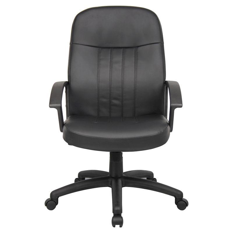 Executive Leather Budget Chair Black - Boss Office Products: Swivel, Lumbar Support, 250lb Capacity