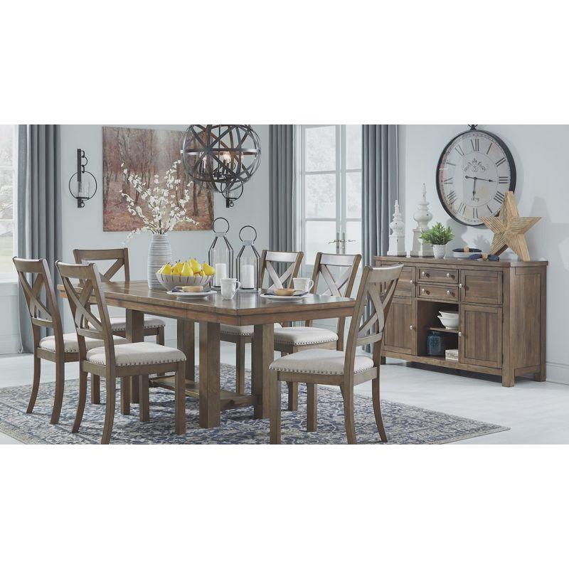 Signature Design by Ashley Moriville Rectangular Extendable Dining Table Brown: Seats 8, Counter Height, Removable Leaf