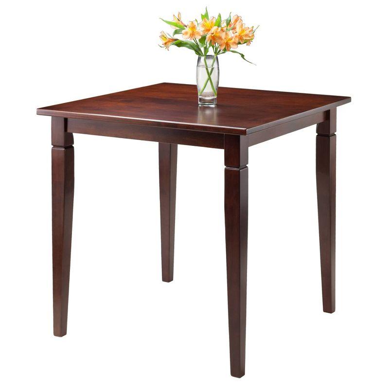 Winsome Kingsgate Dining Table Routed with Tapered Leg Walnut: Hardwood Square Kitchen Table for 4, Modern Style