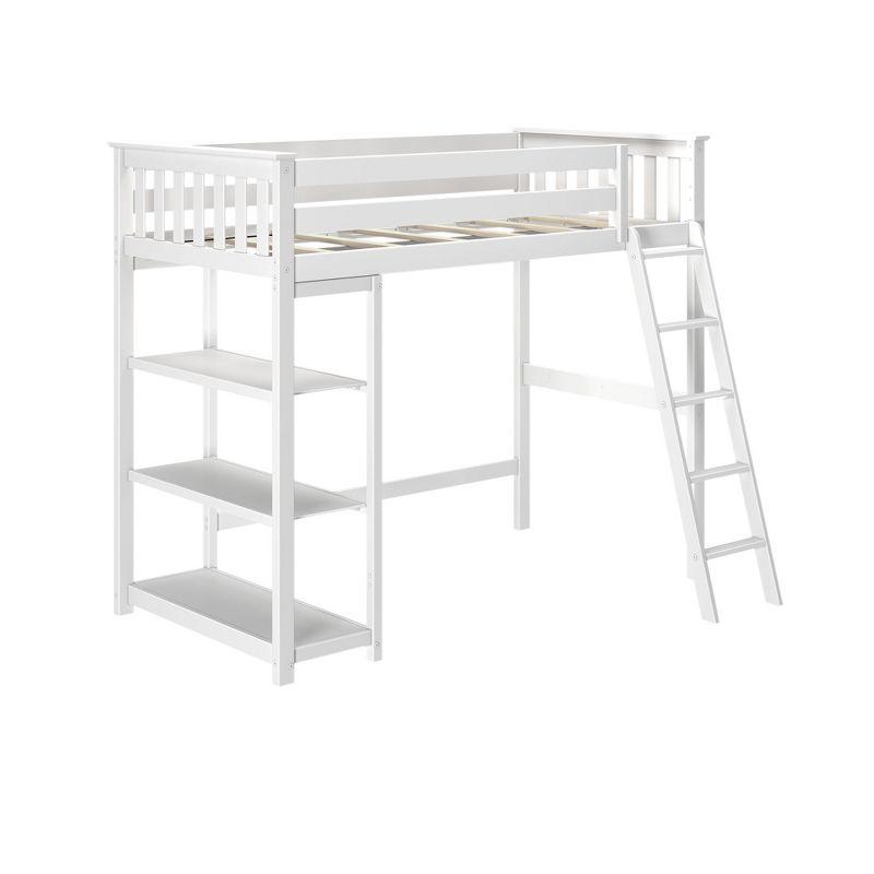 Forbes Twin Pine Loft Bed with Shelves