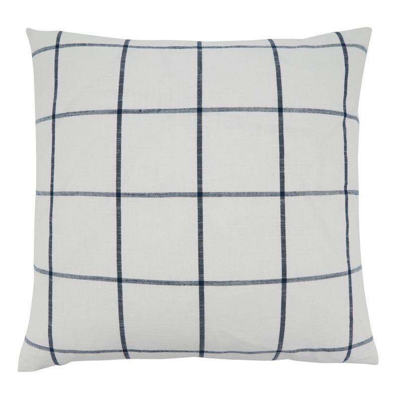 20"x20" Oversize Poly Filled Plaid Square Throw Pillow - Saro Lifestyle: Cotton Cover, Indoor Decorative Cushion