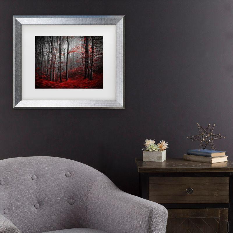 Silver Framed Red Forest Canvas Print for Kids' Nursery