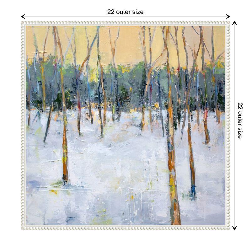 Winter Forest Impressionist Canvas Print with Beaded Frame