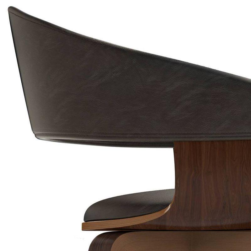Simpli Home Lowell Bentwood Upholstered Dining Chair with Curved Backrest in Mid-Century Modern Style