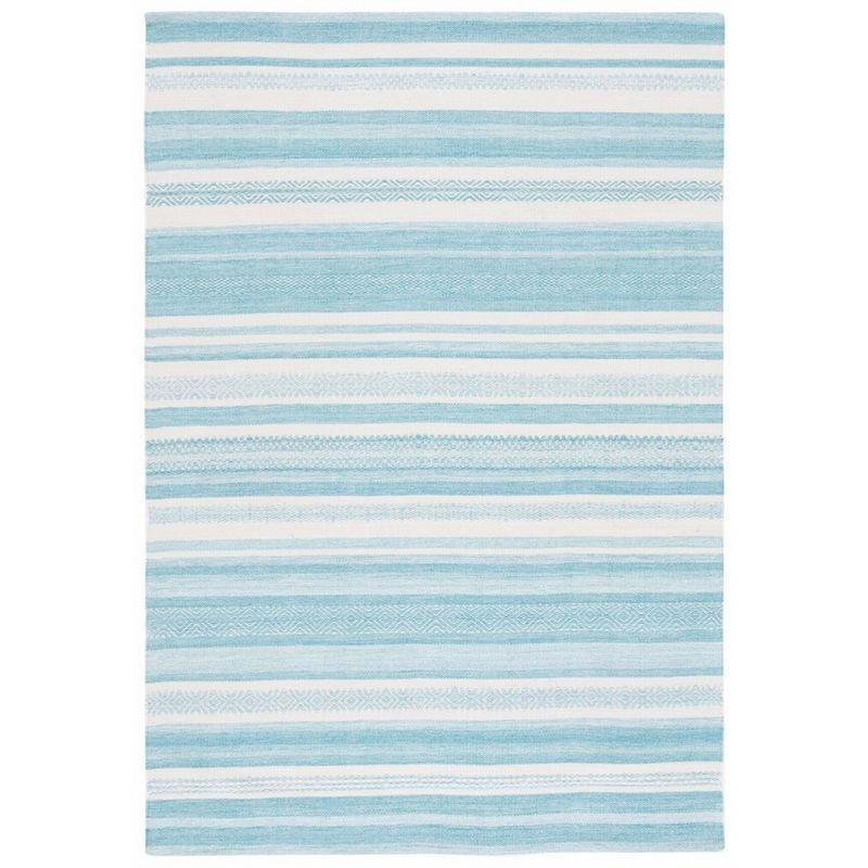 Striped Kilim STK429 Hand Woven Area Rug - Turquoise/Ivory - 4'x6' - Safavieh.