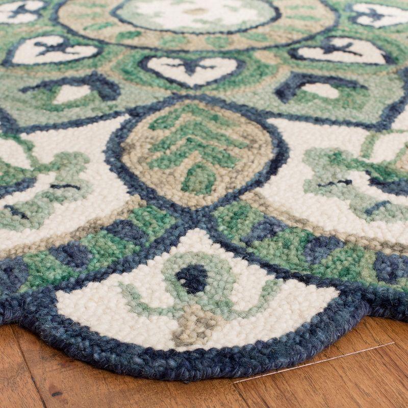 Handmade Floral Bliss Round Blue Wool Area Rug - 47"