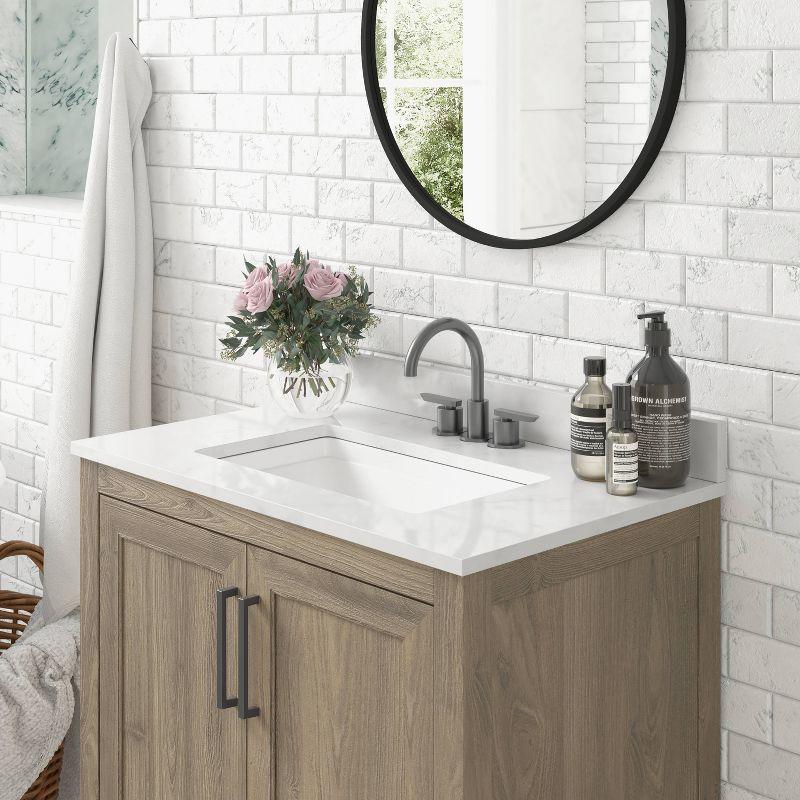 Taylor & Logan 30" Brown Wood Bathroom Vanity with Stoneware Surface