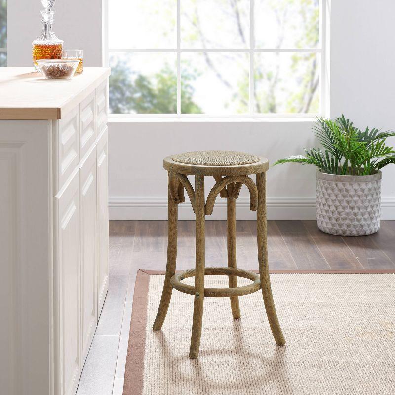 Rae Rattan 25" Backless Beige Wood Counter Stool