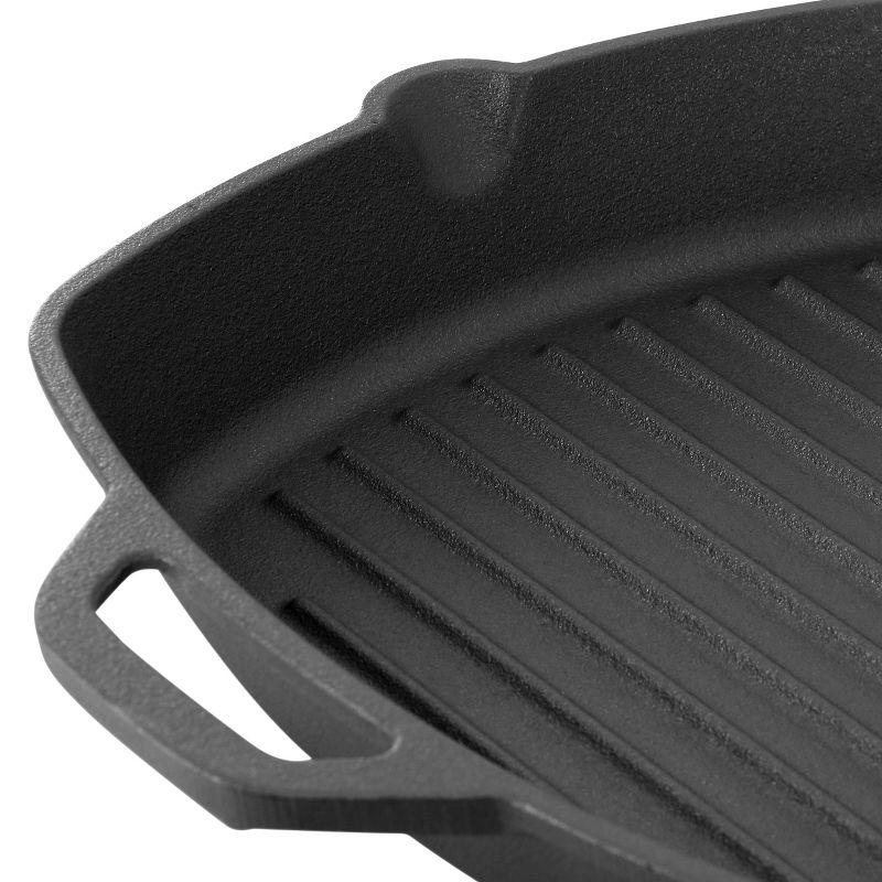 MegaChef 10.4 Inch Pre-Seasoned Cast Iron Griddle with Tempered Glass Lid