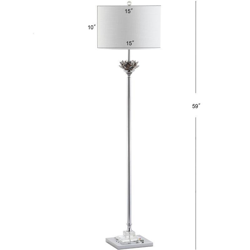 JONATHAN Y Amelia Lotus 59" Crystal/Metal LED Floor Lamp, Smoke Gray/Chrome