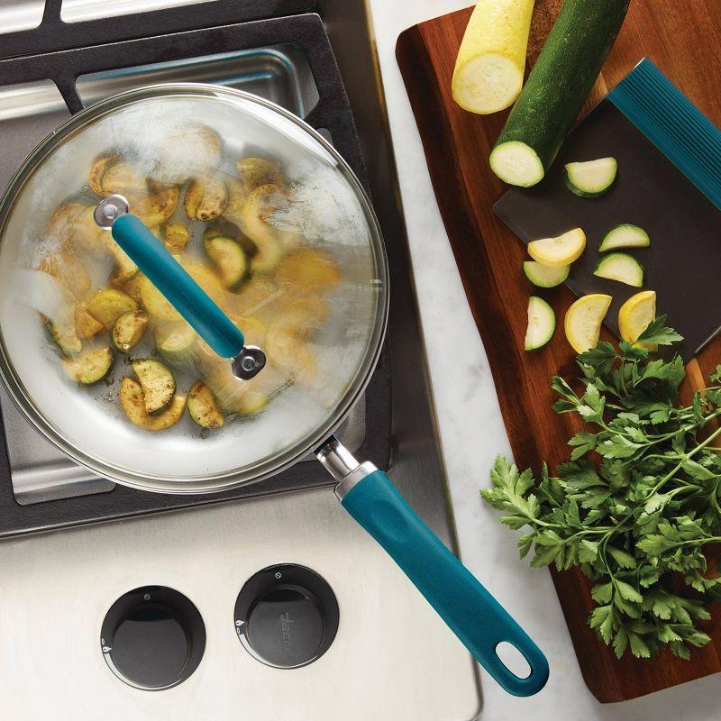 Rachael Ray Create Delicious 9.5" Aluminum Nonstick Deep Skillet with Lid Teal