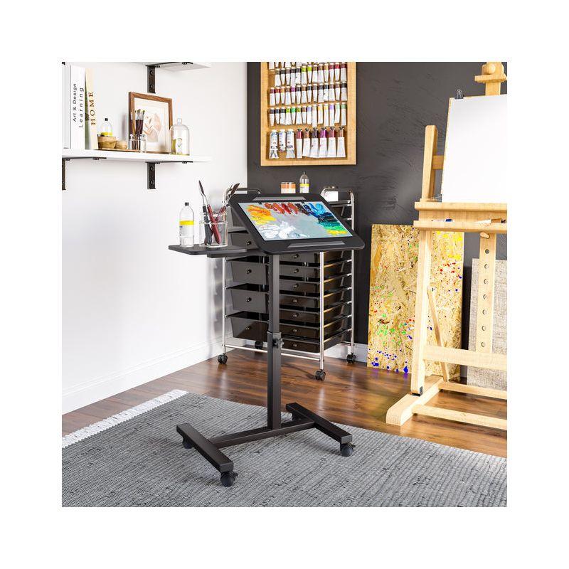 Seville Classics airLIFT Adjustable Height Rolling Tiltable Desk with Mouse Stand