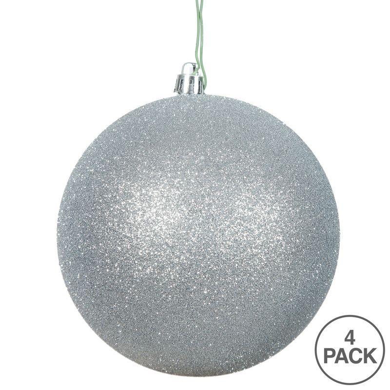 Vickerman 4.75" Silver Glitter Ball Ornament, 4 per Bag