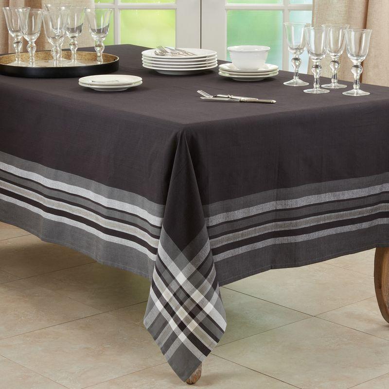 Saro Lifestyle Cotton Tablecloth With Striped Border