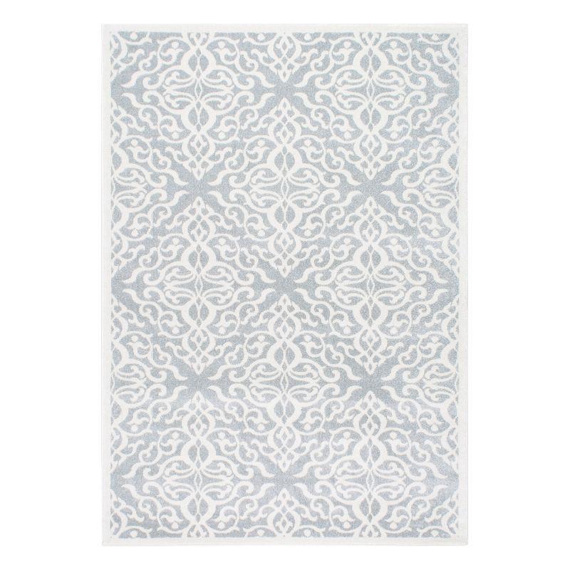 Gray Rectangular 5' x 7' Synthetic Stain-Resistant Rug