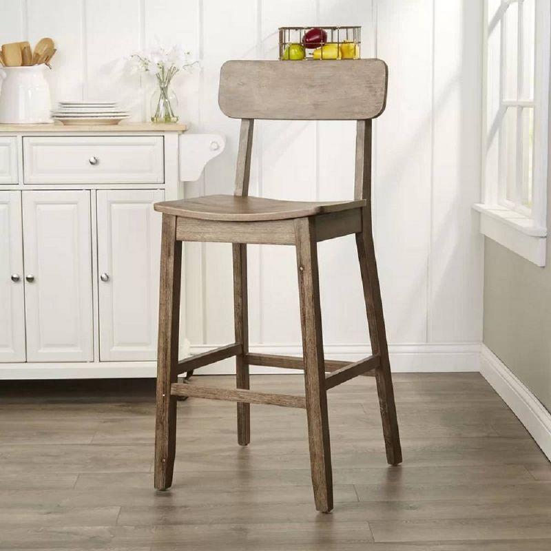 29" Torino Barstool Barnwood - Boraam: Solid Wood, Molded Seat, Footrests, Rustic Style