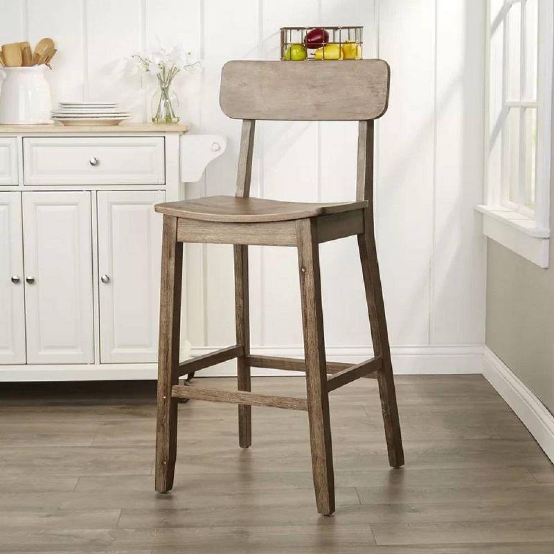 Torino 45'' Rustic Gray Acacia Wood Bar Stool