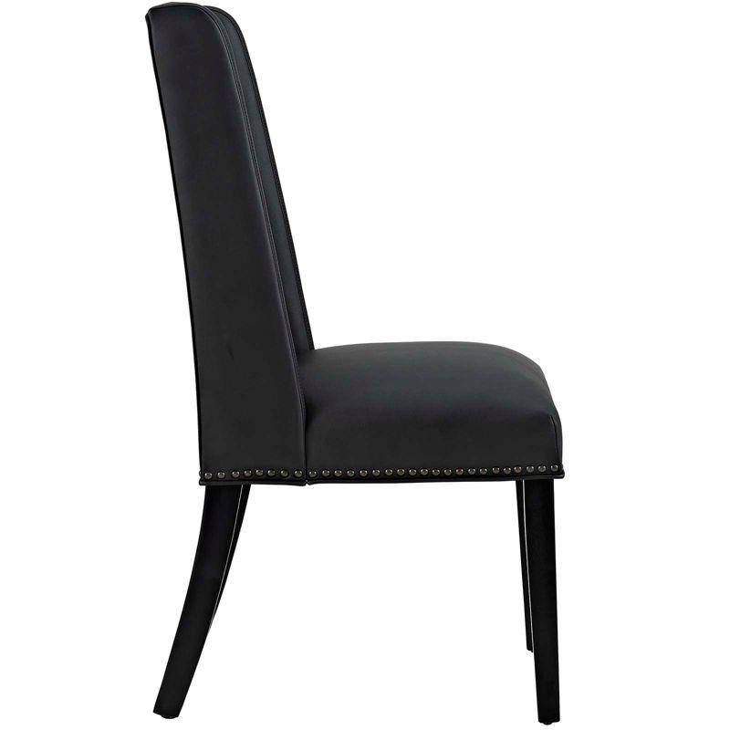 Black Faux Leather High Back Parsons Side Chair