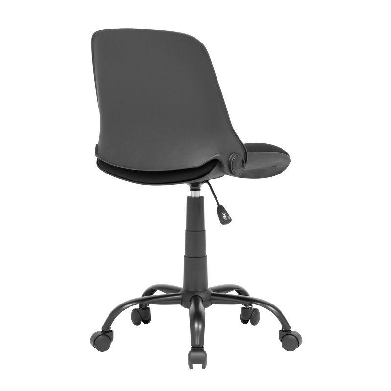 Folding Back Task Chair Black - studio designs: Swivel, Adjustable, Armless
