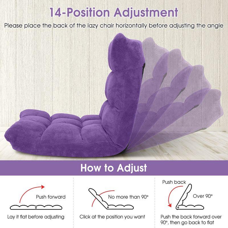 Tangkula Adjustable 14-Position Floor Chair ,Padded Gaming Chair Lazy Recliner Purple