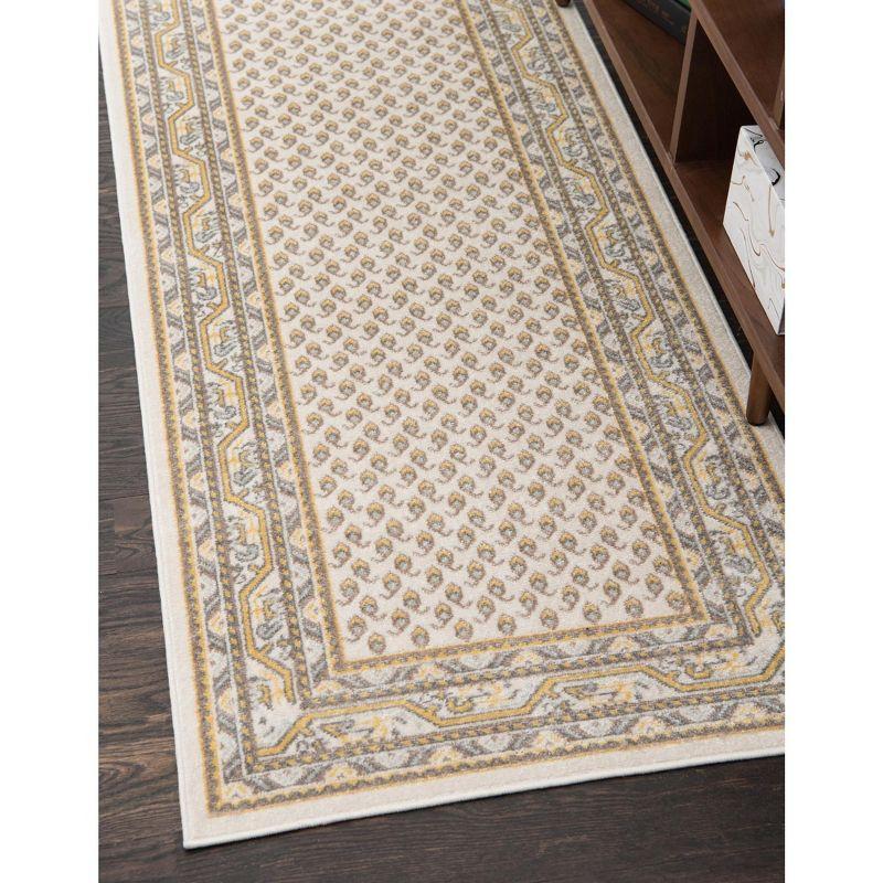 Beige and Gold Flat Woven Synthetic Runner Rug