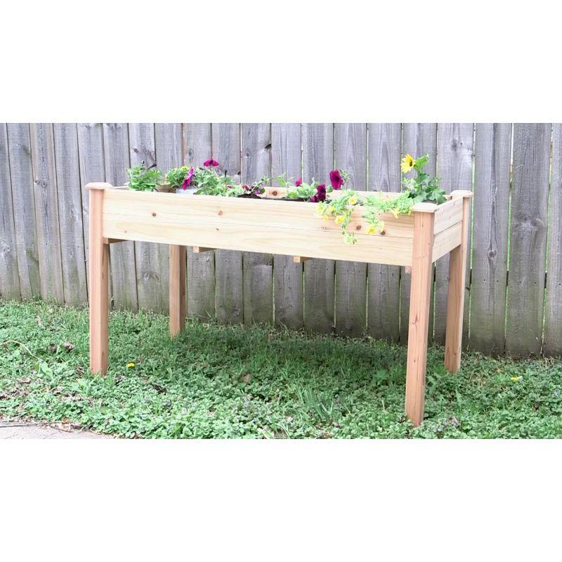 Sunnydaze Outdoor Wood Elevated Rectangular Standing Garden Planter Box For Flower, Herb and Vegetable Gardening - 24.5" W x 48.5" D x 27.5" H - Brown