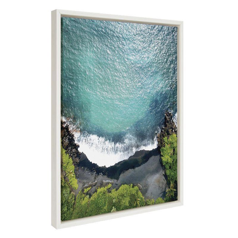 Kate and Laurel Sylvie Maui Black Sand Beach 1 Framed Canvas by Rachel Bolgov