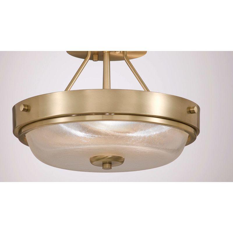 Regency Hill Carmine 13" Modern Semi Flush-Mount Ceiling Light Fixture Kitchen Foyer Hallway Round Brass Finish Glass Bedroom Bathroom Entryway