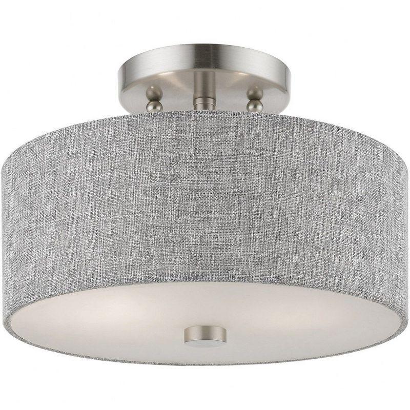 Livex Lighting Dakota 2 - Light Semi-Flush Mount in  Brushed Nickel/Shiny White