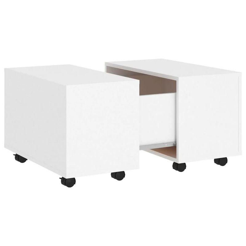 White Rectangular Engineered Wood Coffee Table with Tapered Legs