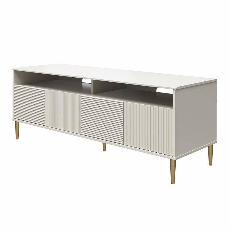 Sunbaked Taupe Fluted Media Console with Gold Feet