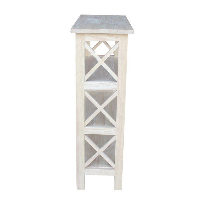 36" 3 Tier X-Sided Bookcase - International Concepts: Mid-Century Modern Style, Unfinished Hardwood, Metal Hardware