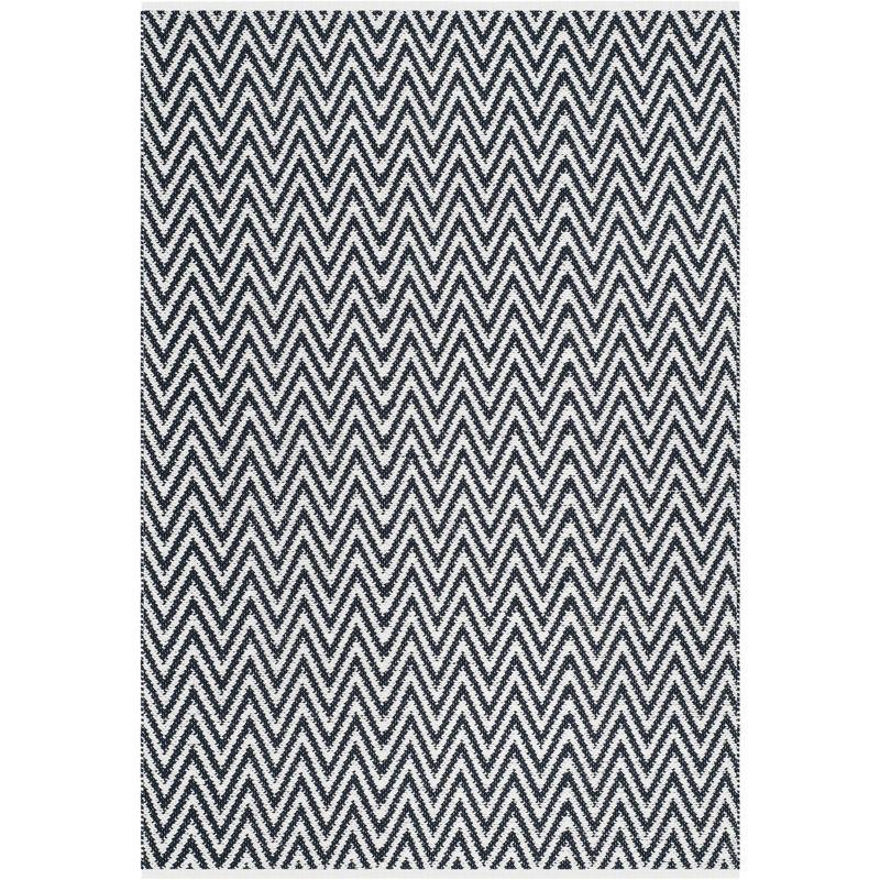 Coastal Charm Black/Ivory Cotton Handwoven 5' x 8' Rug