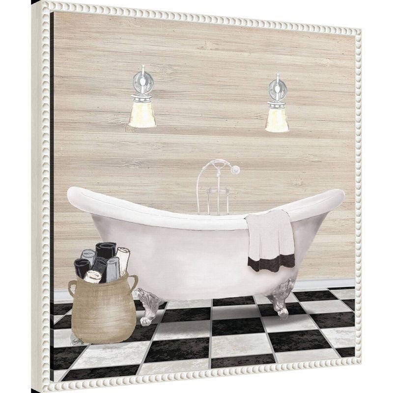 Amanti Art 22"x22" Bathroom I by Elizabeth Medley Framed Canvas Wall Art Print White: Relaxation Scene Wall Decor