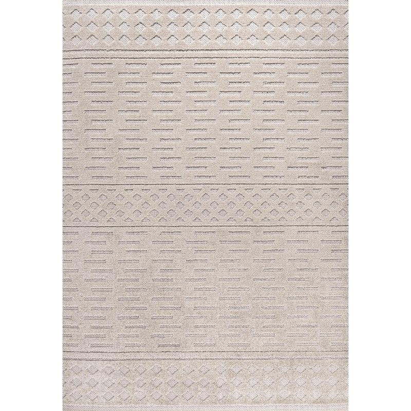 Xlendi High-Low Pile Moroccan Geometric Indoor/Outdoor Area Rug  - JONATHAN Y