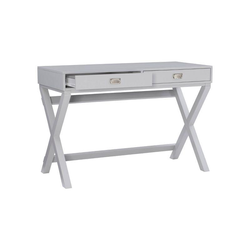 Peggy Transitional Wood Writing Desk with Drawers Gray - Linon