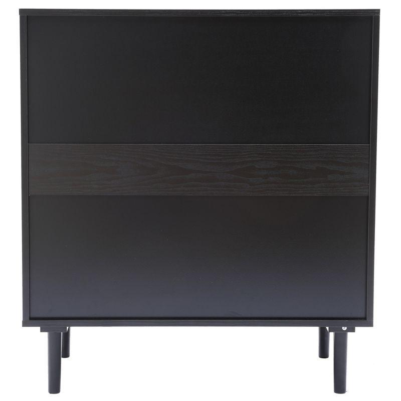 LuxenHome Black and Brown Wood 2-Door Storage Cabinet