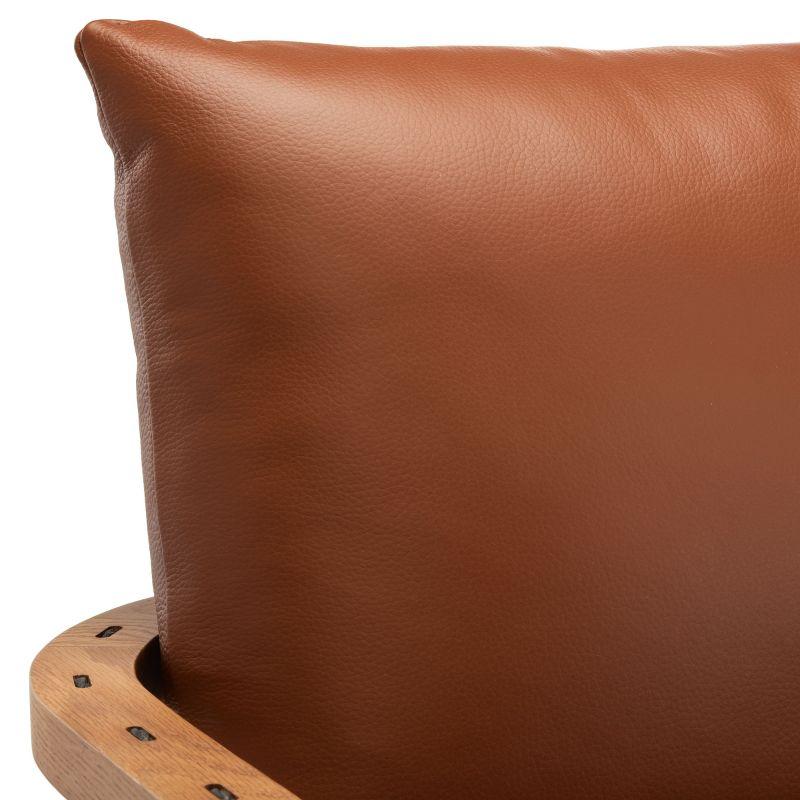 Caramel Midcentury Leather Chair - SFV4515A - Brown - Safavieh Couture