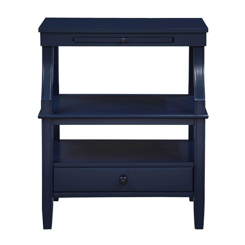 Comfort Pointe Newton Nightstand Midnight Blue: Classic Hardware, Storage Shelf, Pull Out Tray