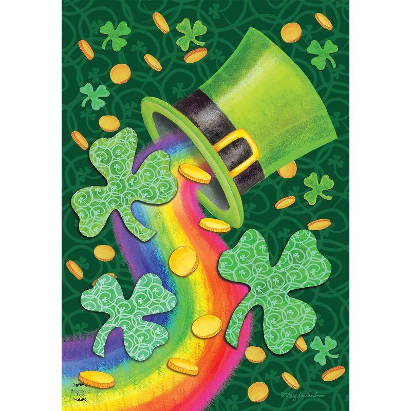 Green Shamrock and Rainbow Spring House Flag