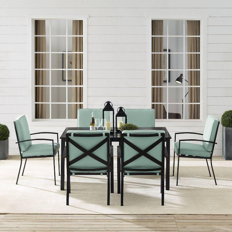 Kaplan 7pc Outdoor Dining Set with Arm Chairs Mist/Oil Rubbed Bronze - Crosley: Weather-Resistant Patio Furniture