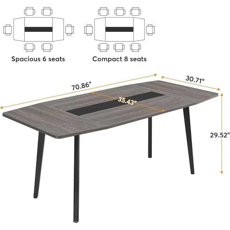 Tribesigns 6FT Conference Table, 70.86 Inches Boat Shaped Meeting Table, Modern Seminar Table for Office Meeting Room, Grey
