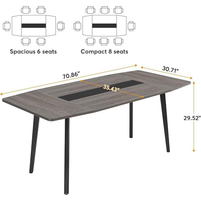 Tribesigns 6FT Conference Table, 70.86 Inches Boat Shaped Meeting Table, Modern Seminar Table for Office Meeting Room