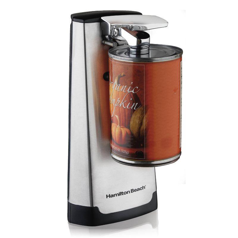 Hamilton Beach Can Opener: Electric, Freestanding, Silver, Metal, 1 Year Warranty, 9" Height, 4.6" Width, 1.79 lbs