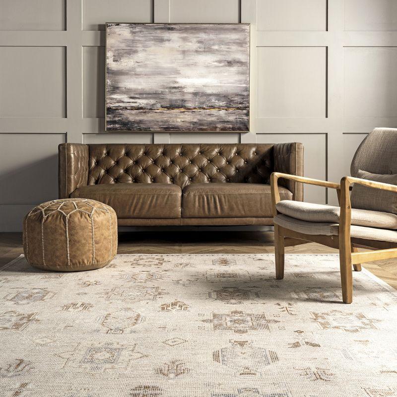 EasyCare 18" Square Beige Synthetic Stain-Resistant Accent Rug