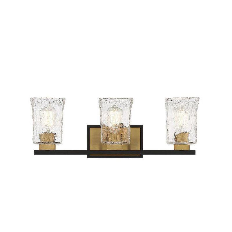 Sidney Matte Black and Brass 3-Light Bathroom Vanity