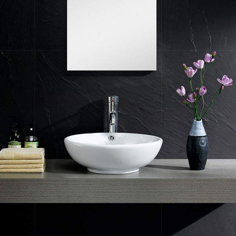 Fine Fixtures Round Vessel Sink Vitreous China with Overflow