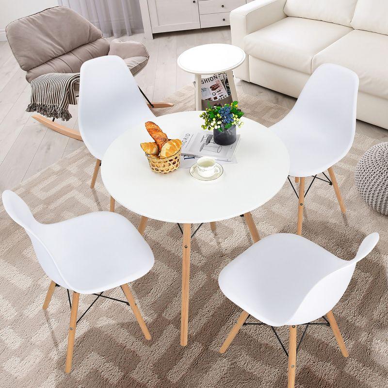 White Round Dining Table with Beech Wood Legs